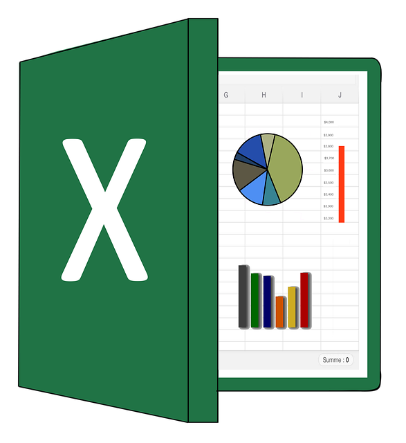 Spreadsheet table with charts and Excel statistics